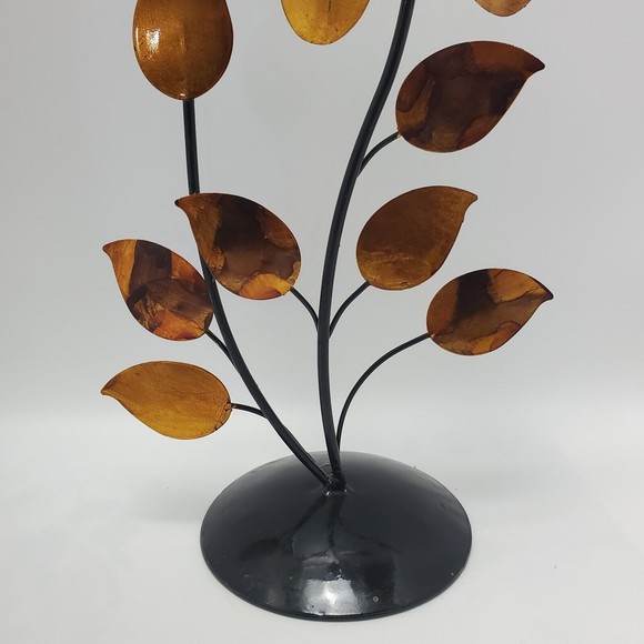 Metal Flower Foiled And Lacquered Copper And Pewter Table Top Decoration 18.7" - Picture 6 of 11